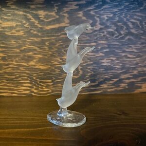 Frosted glass bird figure with clear base